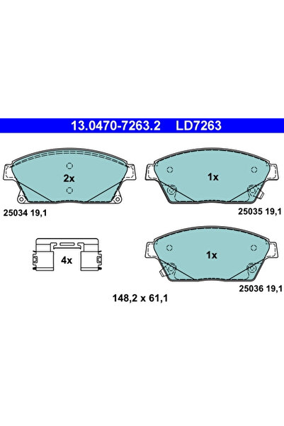 Ate Σετ τακάκια φρένων, δισκόφρενο 13.0470-7263.2 Chevrolet Cruze/Cruze Stati...