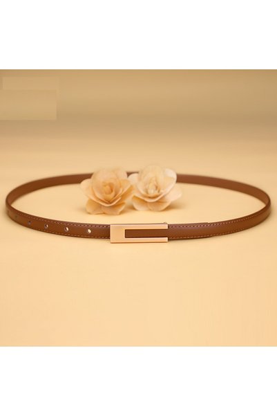 Choice Brown Women Korean Fashionable PU Leather Thin Waist Strap Metal Acces...