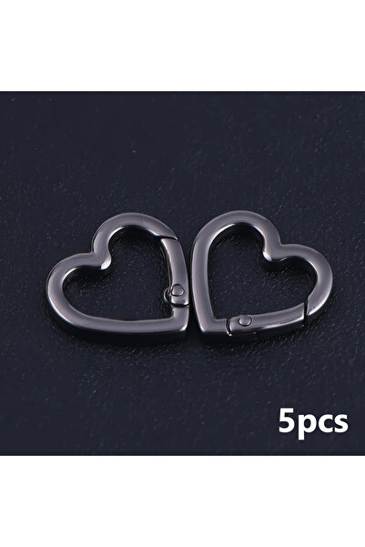 Choice Gunmetal 5Pcs Metal Heart Shape Spring Clasps Openable Carabiner Keych...