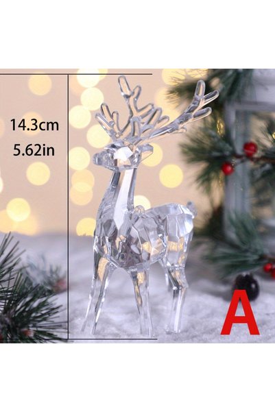 Choice A Plastic Crystal Deer Figurines Transparent Reindeer Desktop Ornament...