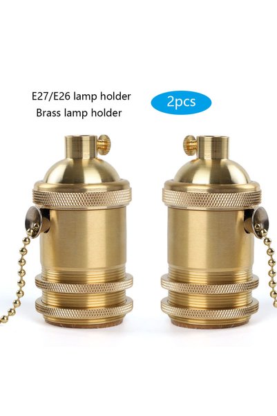 Choice Vintage Antique Brass Lamp Holder with Pull Chain Switch, E27/E26 Sock...