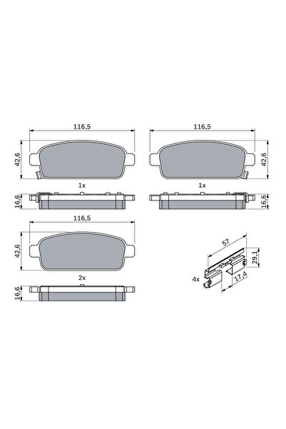 Bosch Σετ τακάκια φρένων, δισκόφρενο 0986494634 Chevrolet Aveo Hatchback/Aveo...