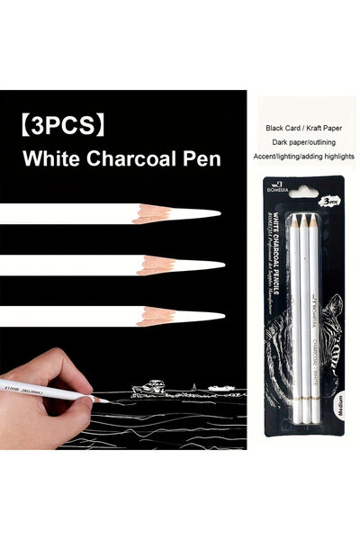 Choice 3pcs 3/6pcsPiece White Charcoal Pencil Set For Artists - Smooth, Soft ...