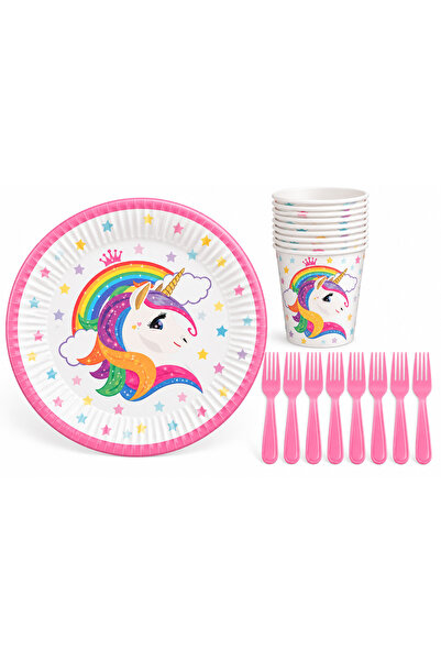 partideyince Unicorn Tabak Bardak Çatal Set 8 Kişilik UNİCORN UNICORN unıcorn...