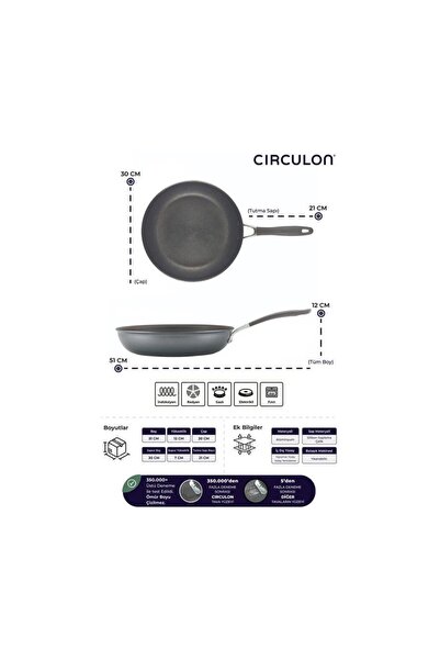 Circulon Çizilmez Yapışmaz 3'lü Kızartma Tava Seti - 22cm, 26cm, 28cm