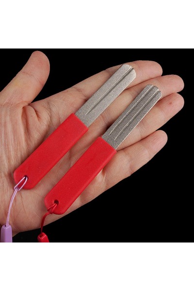 Choice 2pcs red Adamas Fishing Hook Sharpener Anti-skid Portable Three groove...