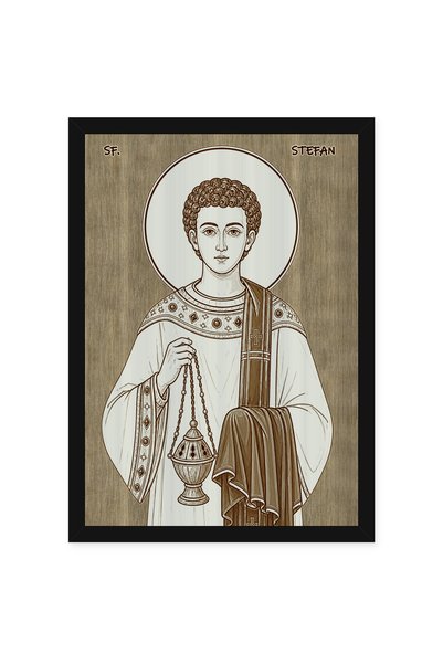 OEM Icoana Sfantul Apostol si Arhidiacon Stefan, Intaiul Mucenic pirogravata ...