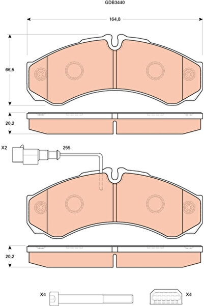 TRW Set of brake pads, disc brake GDB3440