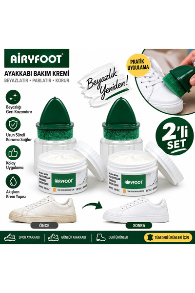 AiryFooT Beyaz Krem Ayakkabı Boyası, Beyaz Spor Ayakkabı Boyası ( 50 ml ) 2 Adet