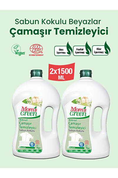 Mom's Green 2 Li Set Bitkisel Çamaşır Deterjanı Beyazlar Için 40 Yıkama *2
