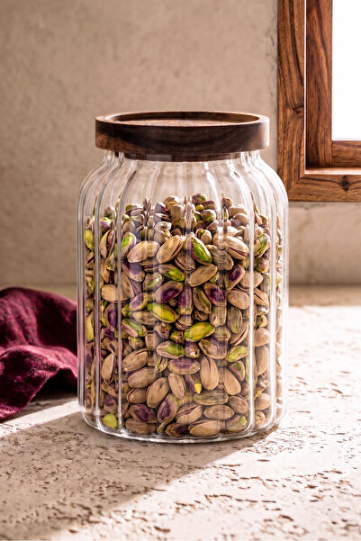 Perotti Erdek Borosilikat Cam Çok Amaçlı Akasya Kapaklı Kiler Kavanoz 1200 ml