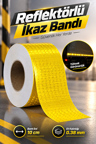 NZB 1 Metre Reflektörlü Reflektif Fosforlu Şerit Bant Reflekte Ikaz Bandı 10 ...