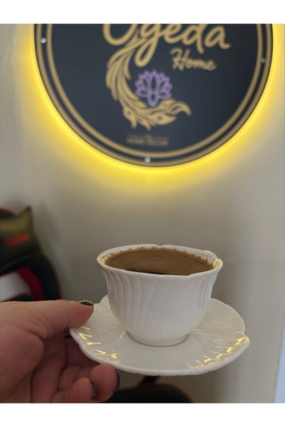Ogeda Home 2 Kişilik Çiçek Tabaklı Kahve Fincanı Takımı– Mien Porselen 2 Kişi...
