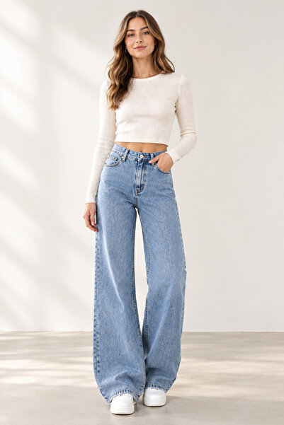 BEES JEANS Camelia Siver Ikon 90's Snow Blue Ψηλόμεσο Παντελόνι Palazzo Loose...