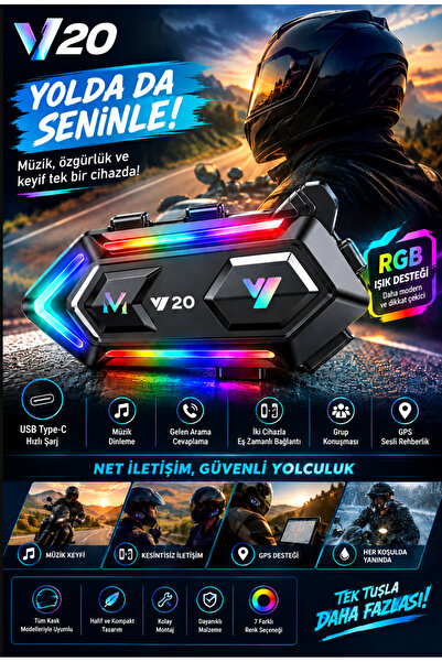 nextbuy V20 İki Kişi Bağlantılı Telsiz Özellikli 5.3 Motosiklet Kask Kulaklık...