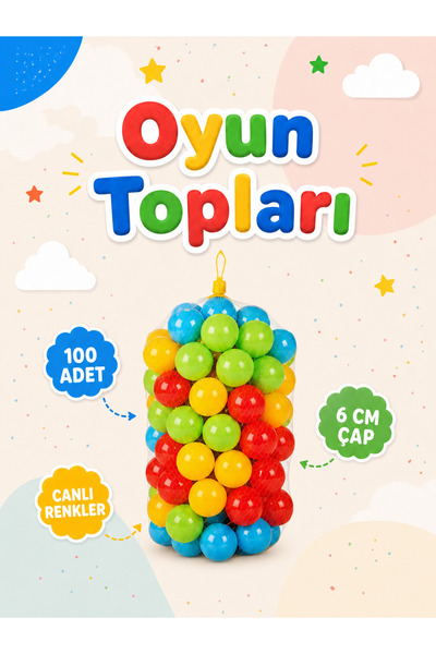 Neo Kids Havuz Topu - Şişme Oyun Havuz Topları 6 Cm 100 Adet - File