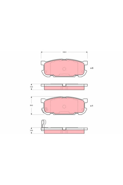 TRW Σετ τακάκια φρένων, δισκόφρενο Gdb3303 Mazda Mx-5 Ii