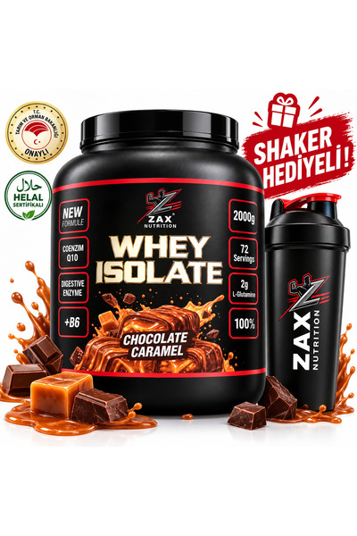 zax nutrition WHEY ISOLATE 2000 GR CARAMEL AROMALI SHAKER HEDİYELİ !