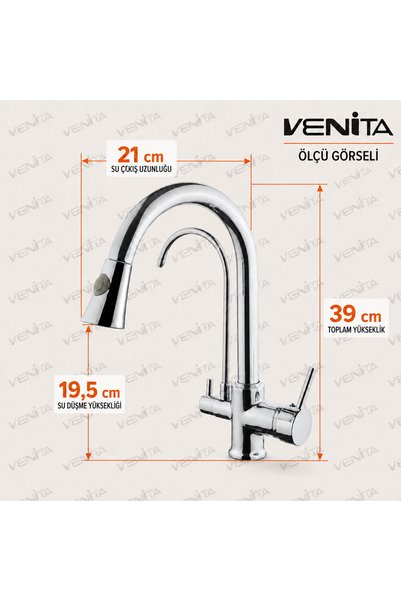 VENİTA Venita Spiral Purified Kitchen Faucet 3 Way