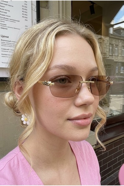 Eyesofia Sinemis Geometric Crystal Gold Framed Ultra Light Uv400 Filtered Pow...