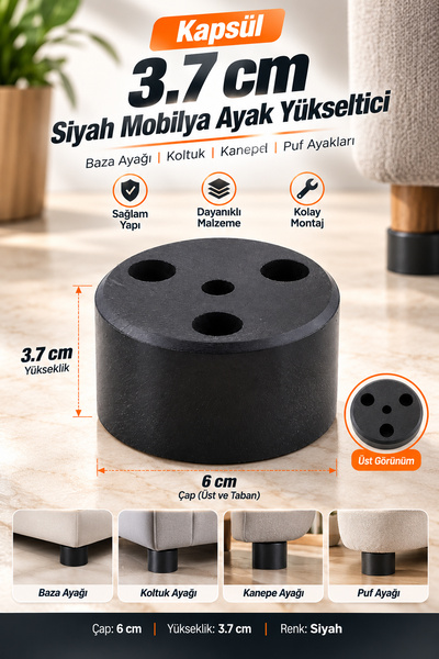 NZB Mobilya Ayak Yükseltici Baza Ayağı Koltuk Kanepe Altı Puf Ayakları Yüksek...