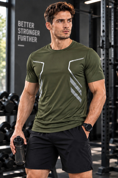 GENIUS STORE Men's Sports T-Shirt Training Gym Polyester Men's Athlete T-Shir...