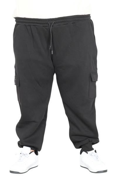 ModeXL Mode XL Large Size Men's 3 String Cargo Pocket Sweatpants 20584 Black