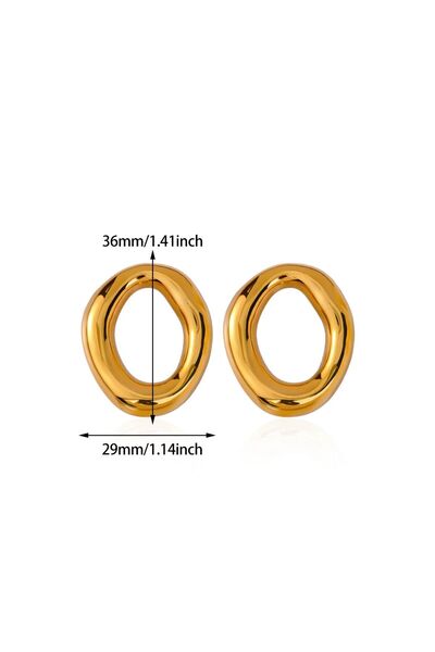 Choice 1 Stainless Steel Geometric Oval Earrings For Women Vintage Gold Plate...