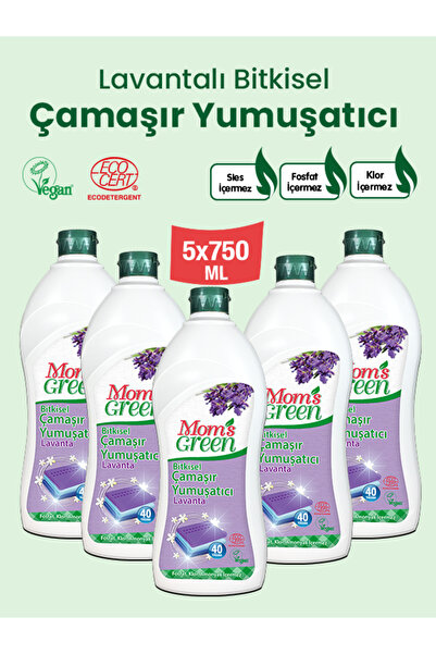 Mom's Green 5'li Set 750 ml Organik Lavantalı Çamaşır Yumuşatıcı 200 Yıkama (...
