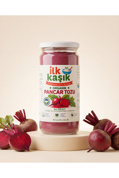 İlk Kaşık Organik Pancar Tozu | 320 g | PESTİSİT ANALİZLİ | Katkısız Doğal Taş Değirmen Kurutulmuş Pancar Tozu
