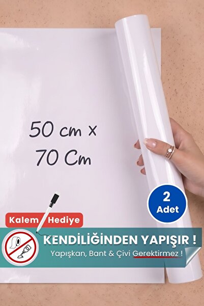 Pi Papers Yapışkansız Tutunabilen 2 Adet Beyaz Akıllı Kağıt 50x70, Beyaz Yazı...