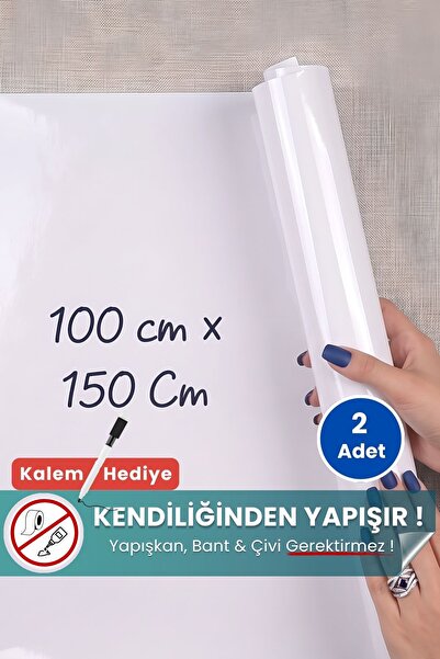 Pi Papers Akıllı Kağıt - 100x150 Cm Beyaz, 2 Adet Yapışkansız Statik Tutunabilir, Pratik Yazı Tahtası Ve Pano