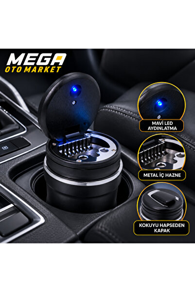 Mega Oto Market Araç İçi BMW Tip Havalandırma Askılı Küllük Bardaklıklı Chrom...