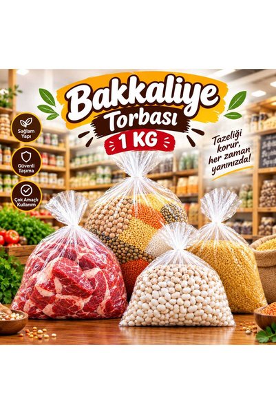 isopack 28x45 cm 4 lük 1 kg Kalın Et Poşeti Bakliyat Poşeti Şeffaf Şeker Bakk...