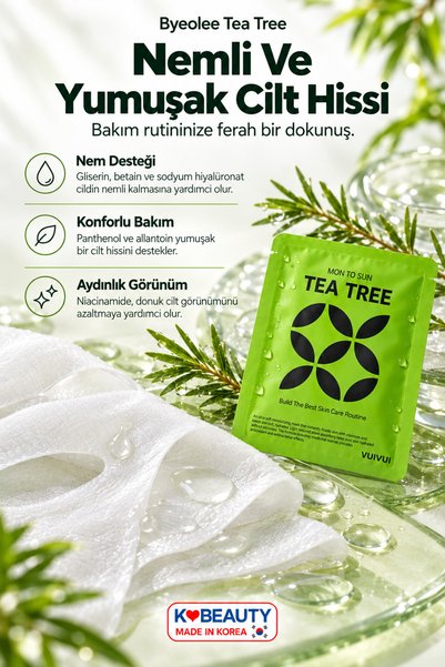 byeolee 5 Pieces Tea Tree Extract and Anti-Acne Korean Face Mask 25ml