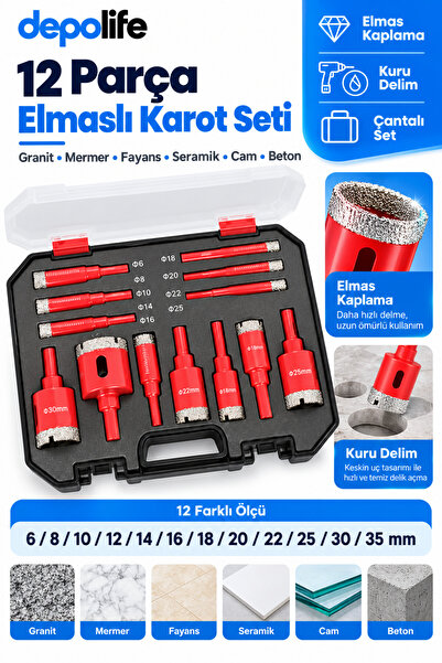 Depolife Granit Mermer Fayans Beton Seramik Cam Delme Karot Buat Yuvarlak Açm...