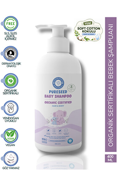 PURESEED NATURAL Organik Sertifikalı Bebek Şampuanı - Parfümlü - 400 ML