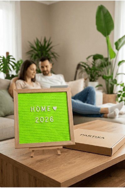Partixa Ahşap Harfli Yazı Panosu 25,5x25,5 cm Premium Gerçek Çam Çerçeve 340 ...