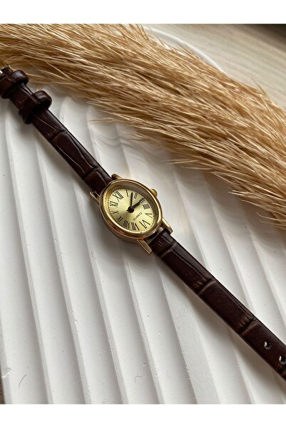 rubsey Women's Retro Minimal Vintage Leather Strap Wristwatch