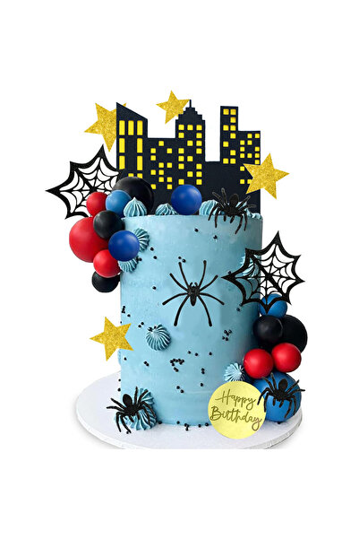 Choice 32pcs Spider Cake Topper with Black Red and Blue Balls Spiders Webs St...