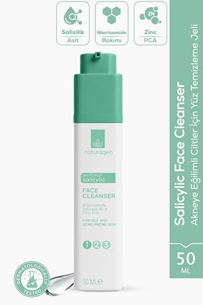 Naturagen منظف ​​الوجه بحمض الساليسيليك المنقي 50 مل |   للبشرة المعرضة لحب ا...