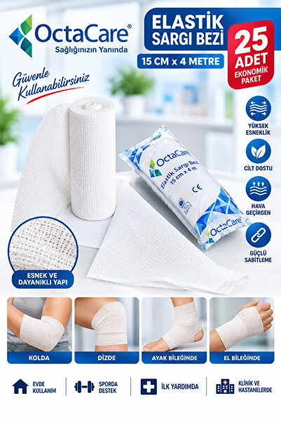 Octamed Octacare Elastik Sargı Bezi 15 Cm X 4 M 25 Li Paket
