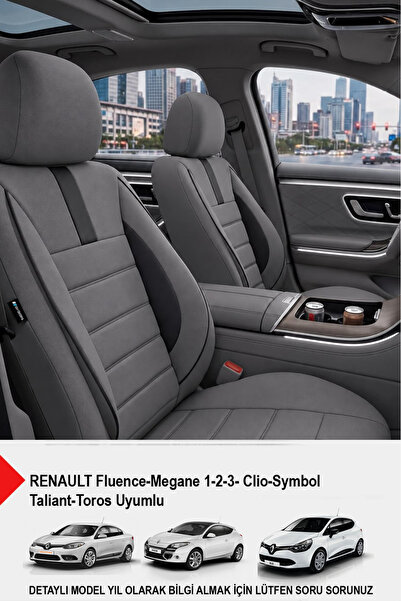 GM-DESIGN Oniks Füme Tay Tüyü Oto Koltuk Kılıfı(RENAULT Fluence-Megan 1-2-3-C...