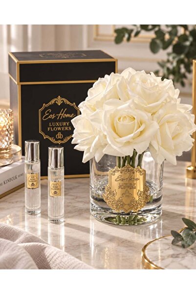 Onedekor Rosemira On Güllü Parfümlü Dekoratif Çiçek – Beyaz