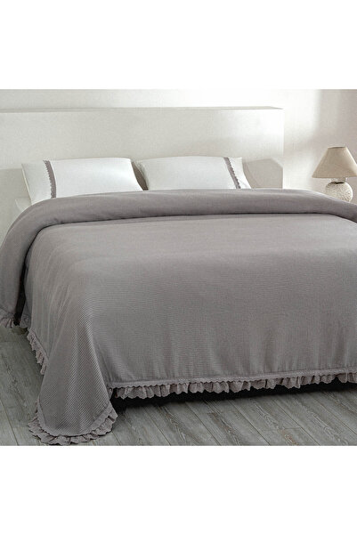 Ecocotton Alessa Çift Kişilik Pike Takımı %100 Organik Pamuk Jakarlı Gri 220x...