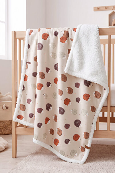 HAMUR Fluffy Bebek Battaniyesi 80x100 Cm Urcin Kundak Puset Çift Taraflı Koyu...