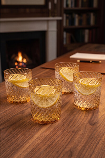 Rakle Palermo 4-piece water glass set amber 380 cc