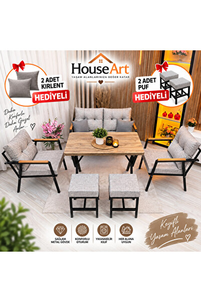 HouseART MİLA ,Model, Balkon, Bahçe, Cafe, Metal Koltuk Takımı, Bahçe Takımı ...