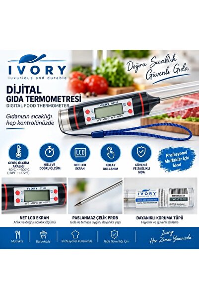 IVORY Dijital Gıda Mutfak Termometresi Sıcaklık Ölçer