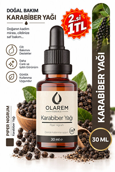 olarem essence Karabiber Yağı (Piper nigrum) Soğuk Sıkım Sabit Yağ 30 ml Daml...